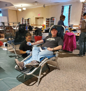 As part of social action temple Israel members take part in a blood drive
